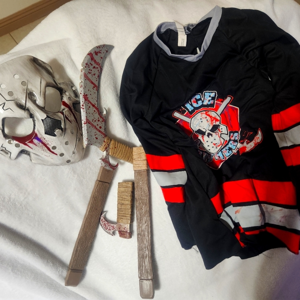 Boys Bloody face-off hockey costume size M